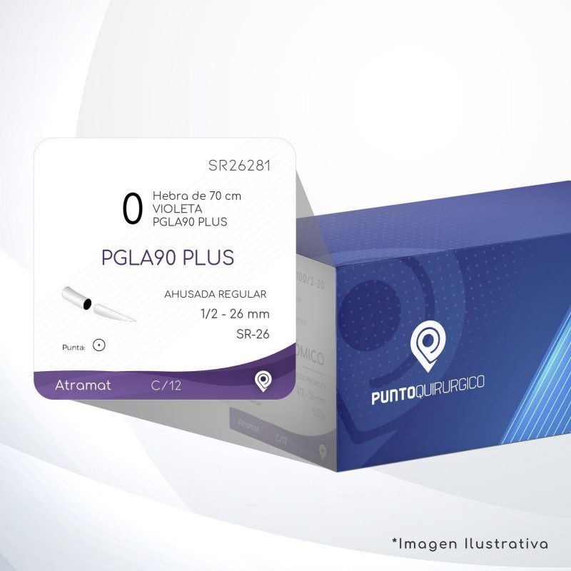 SR26281 0 Aguja 1/2 - 26 mm  AHUSADA REGULAR  SR-26 Hebra de 70 cm Cirugía General