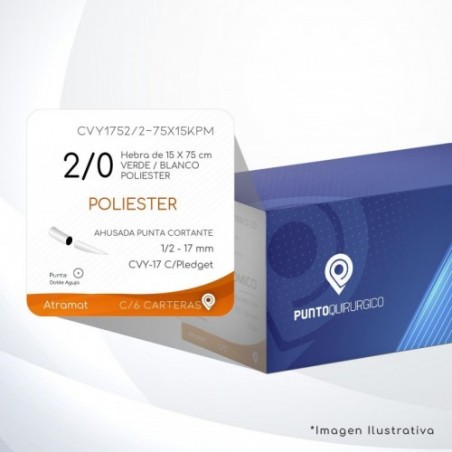 CVY1752/2-75X15KPM 2/0 Aguja 1/2 - 17