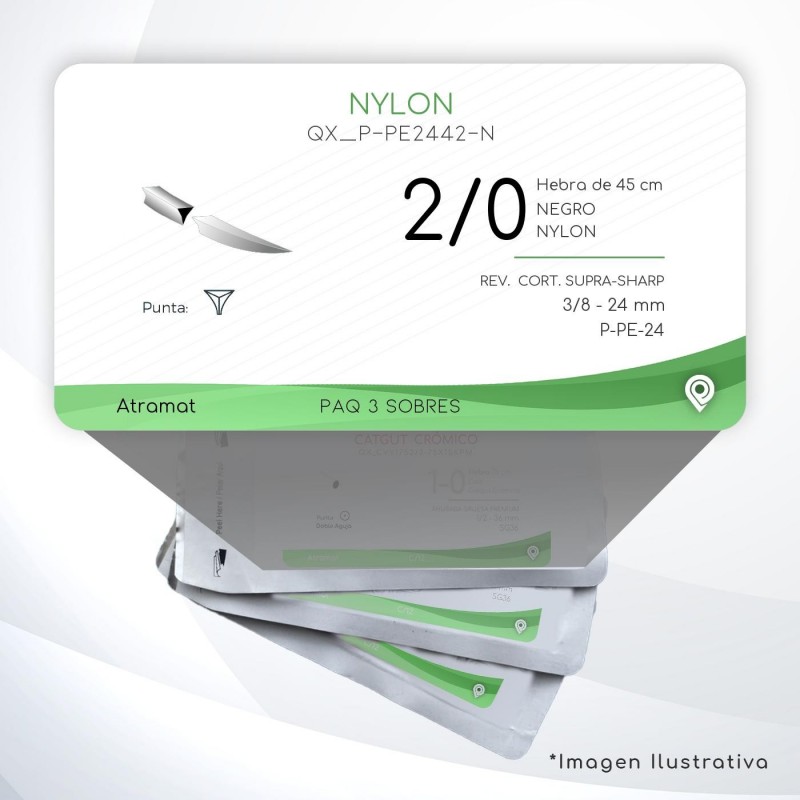 P-PE2442-N 2/0 Aguja 3/8 - 24