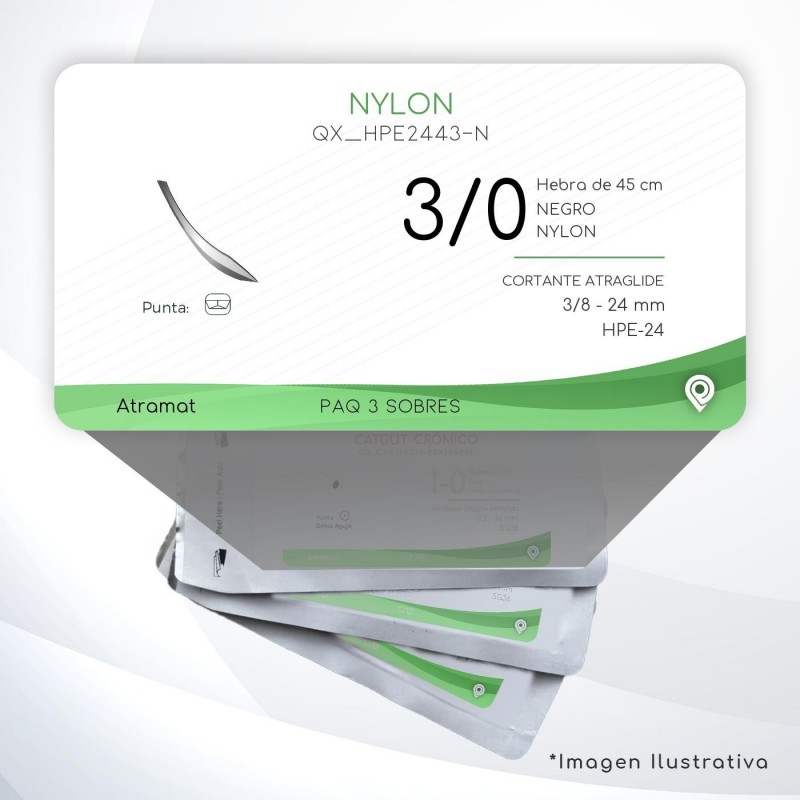 HPE2443-N 3/0 Aguja 3/8 - 24