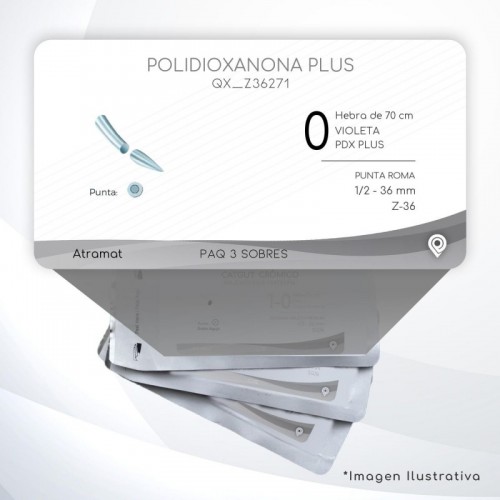 Z36271 0 Aguja 1/2 - 36 mm  PUNTA ROMA Z-36 Hebra de 70 cm Tejidos difícil cicatrización C/3 piezas