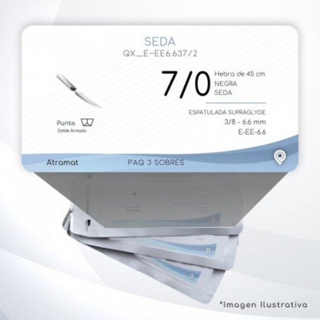 E-EE6.637/2 7/0 Aguja 3/8 - 6.6 mm Doble Armado ESPATULADA SUPRAGLYDE DA E-EE-6.6 Hebra de 45 cm Cirugía General