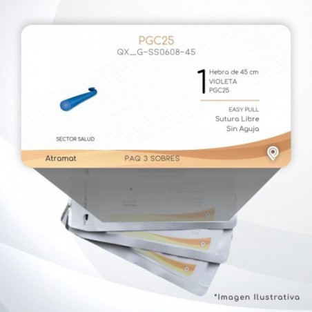 G-SS0608-45 1 Aguja   EASPULL  S/A Hebra de 45 cm Tejidos cicatrizan Medianamente C/3 piezas