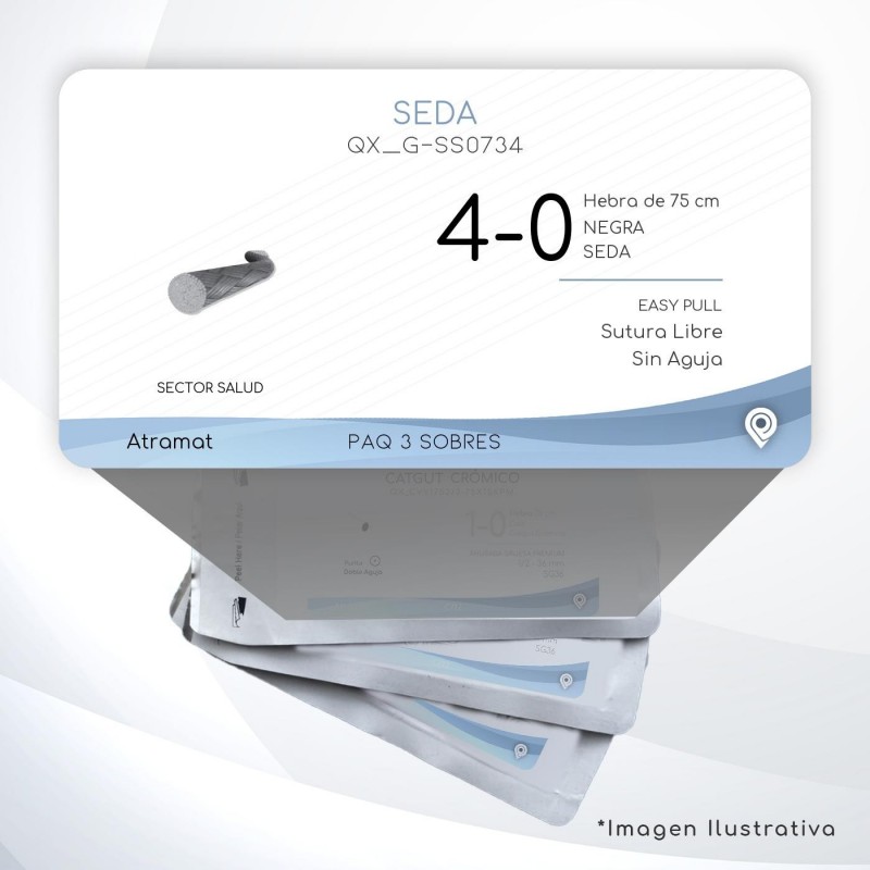 G-SS0734 4-0 Aguja   EASPULL  S/A Hebra de 75 cm Cirugía General