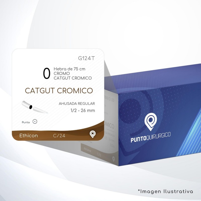 G124T 0 Aguja 1/2 - 26 mm  AHUSADA REGULAR SR-26 Hebra de 75 cm Cirugía General