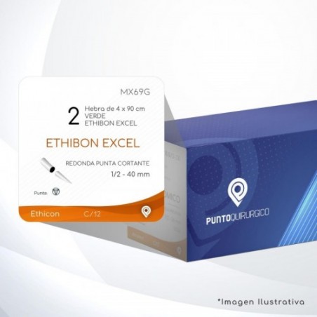 MX69G 2 Aguja 1/2 - 40 mm  REDONDA PUNTA CORTANTE GRUESA  KW-40 Hebra de 4 x 90 cm Cirugía Cardiovascular